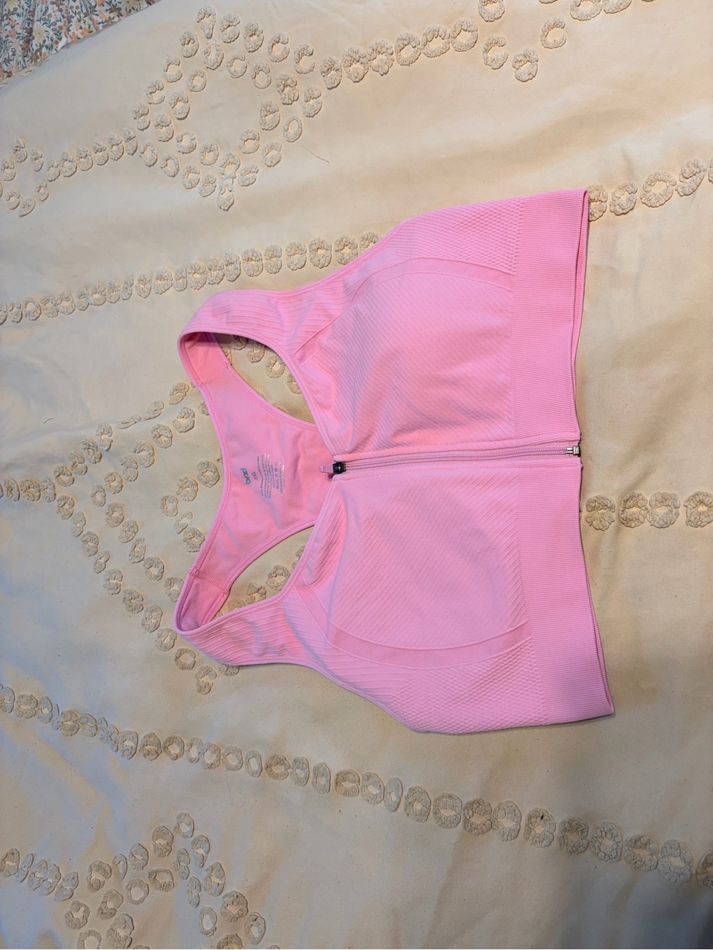 Seamless Zip Front Sports Bra 2XL Pink Racerback Medium Support NWOT